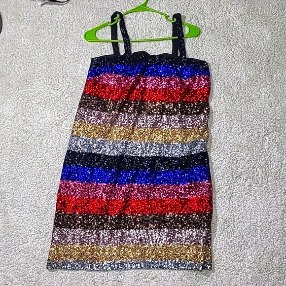 Women's GAP “Crazy Stripe” Sequin Party Holiday Cocktail Dress Size Small - Picture 3 of 12